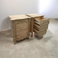 Hand-Carved Solid Wood Nightstands Set | Vintage French Rustic Bedside Tables