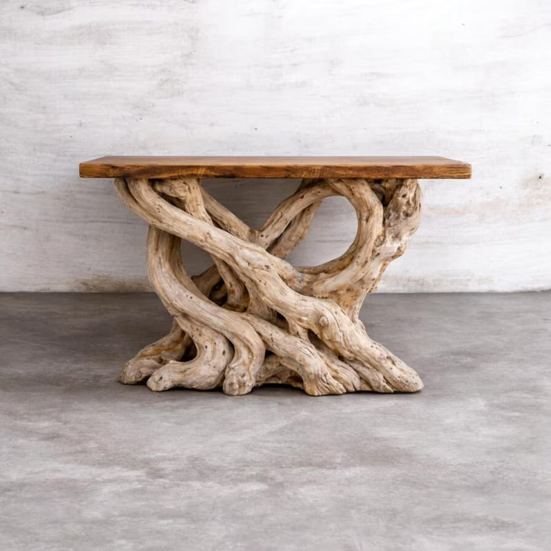 Handcrafted Driftwood Console Table – Organic Root Base Entryway Furniture