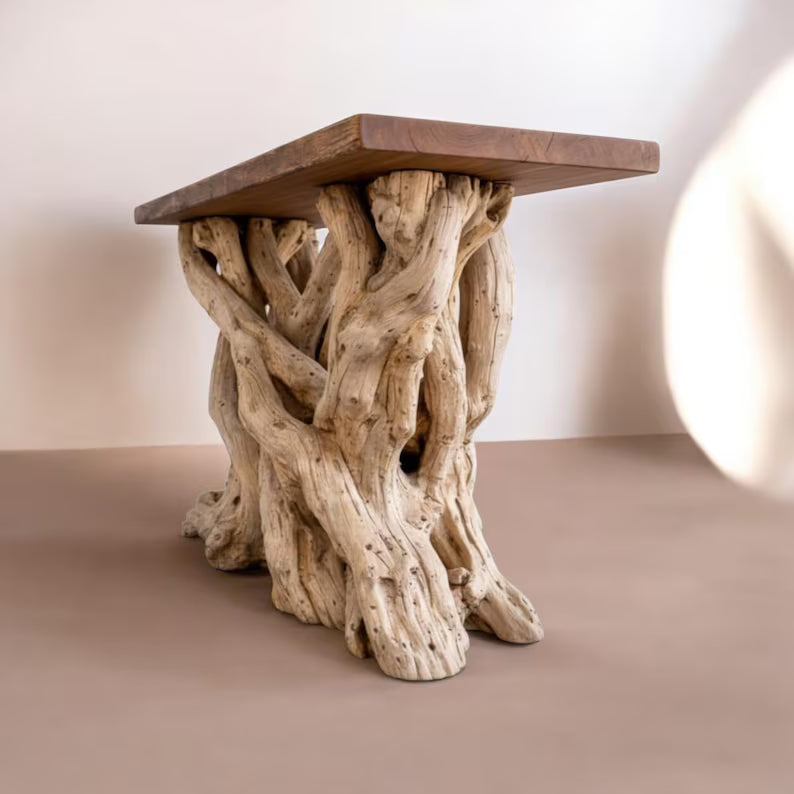 Handcrafted Driftwood Console Table – Organic Root Base Entryway Furniture