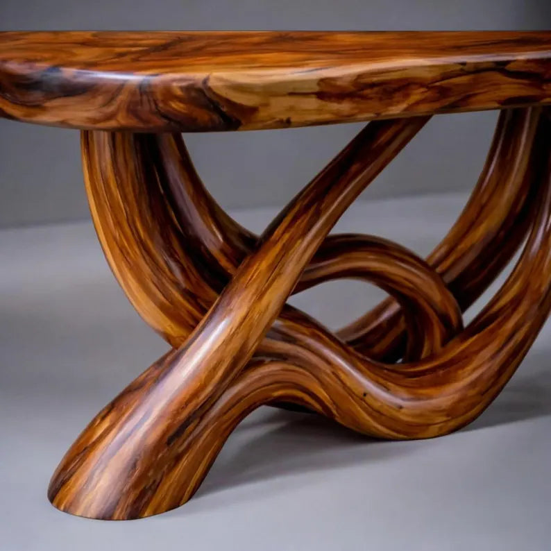 Solid Wood Sculptural Coffee Table – Organic Tree Root Base, Handmade Natural Furniture