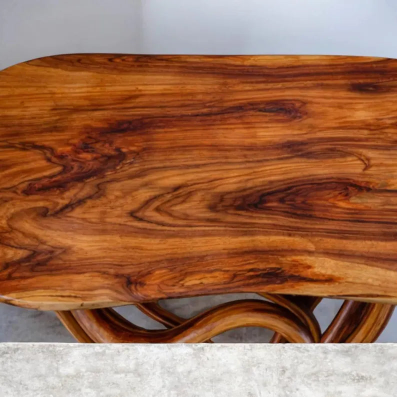 Solid Wood Sculptural Coffee Table – Organic Tree Root Base, Handmade Natural Furniture