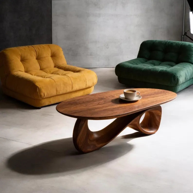 Sculptural Wood Coffee Table – Handmade Organic Minimalist Living Room Furniture
